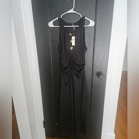 By Anthropologie Sleeveless Hardware Ruched Midi Dress - Picture 4 of 6